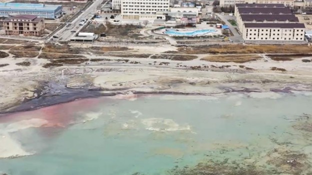 Caspian sea levels retreating with enormous rate.