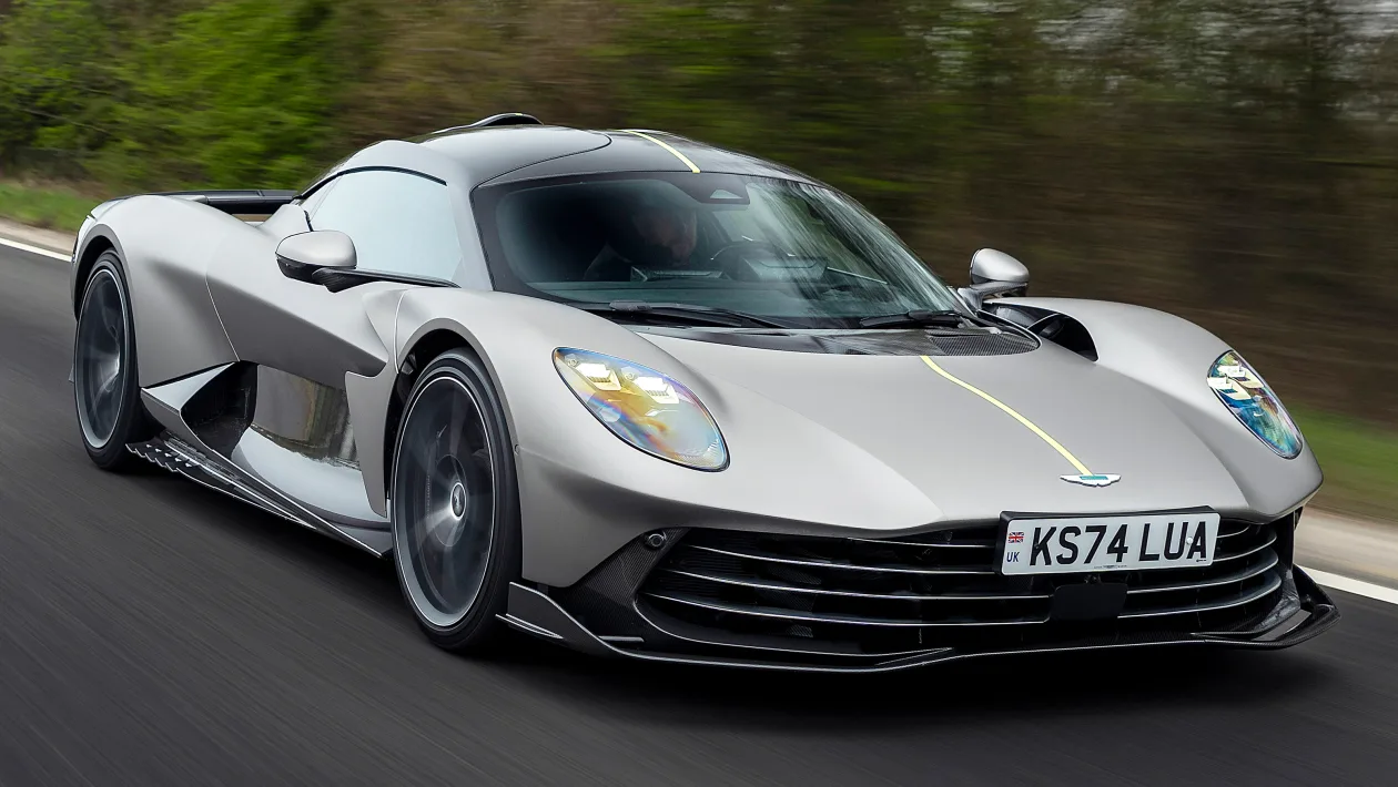 The Aston Martin Valhalla is a limited-edition, mid-engine plug-in hybrid hypercar with a twin-turbo V8 engine and three electric motors producing 1,079 horsepower.