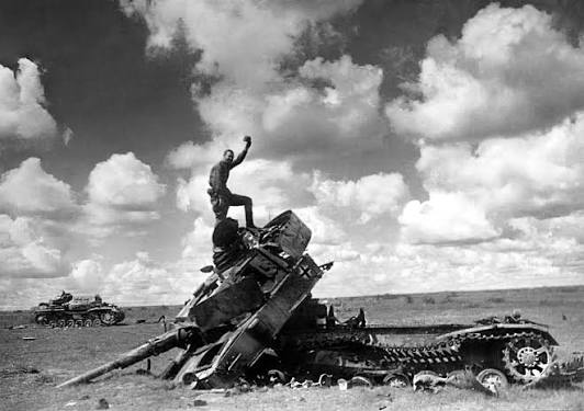 A destroyed German tank. The Battle of Kursk August 1943