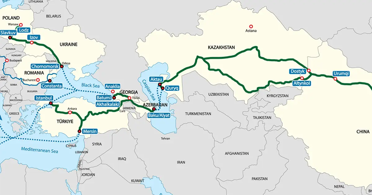 The Middle Corridor, officially known as the Trans-Caspian International Trade Route.