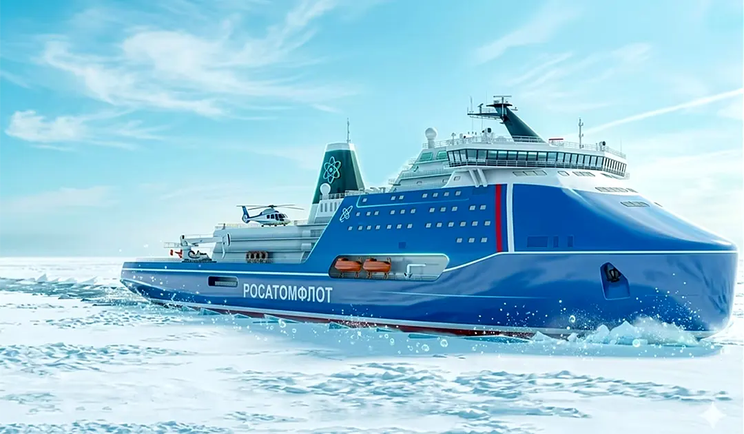 ‘Rossiya’, is set to become the world’s most powerful icebreaker with an output of 120 megawatts (163,000 PS) and enable year-round shipping through the Northeast Passage.