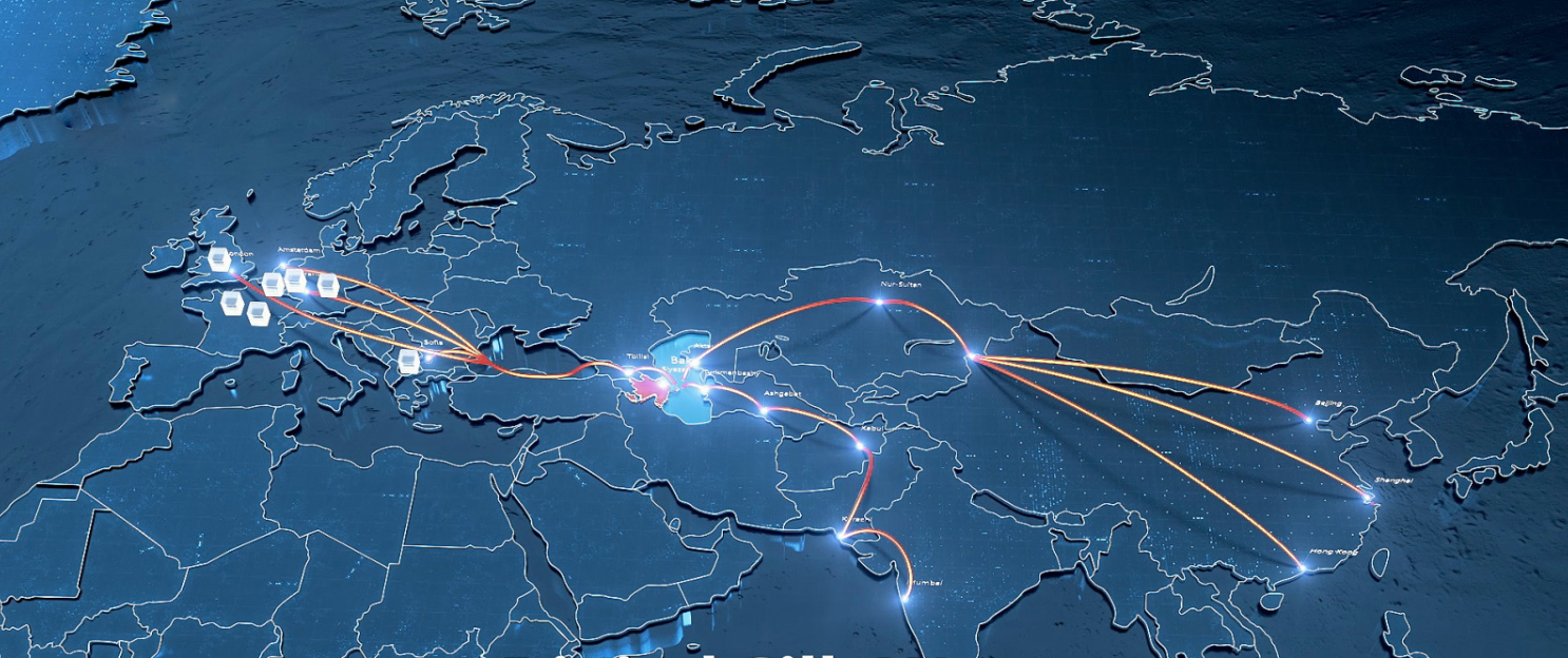 The digital silk way, a high-capacity transit fiber-optic network linking Europe with Central and South Asian markets.